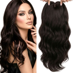 Topper z włosów syntetycznych T-Lace Clip In 18x17cm ciemny brąz 65cm